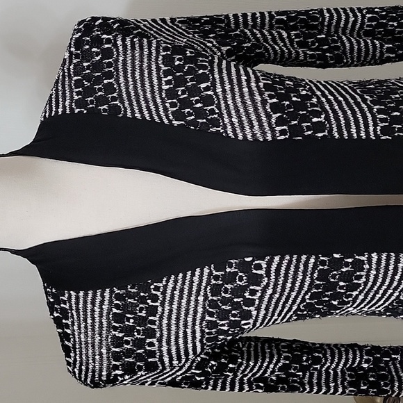 MOD Lusive Size S Black & White Cardigan Sweater with Pockets, Gently Used Cond. - Picture 2 of 12